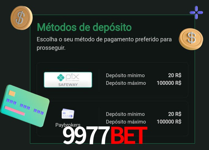 O cassino 9977bet oferece uma grande variedade de métodos de pagamento